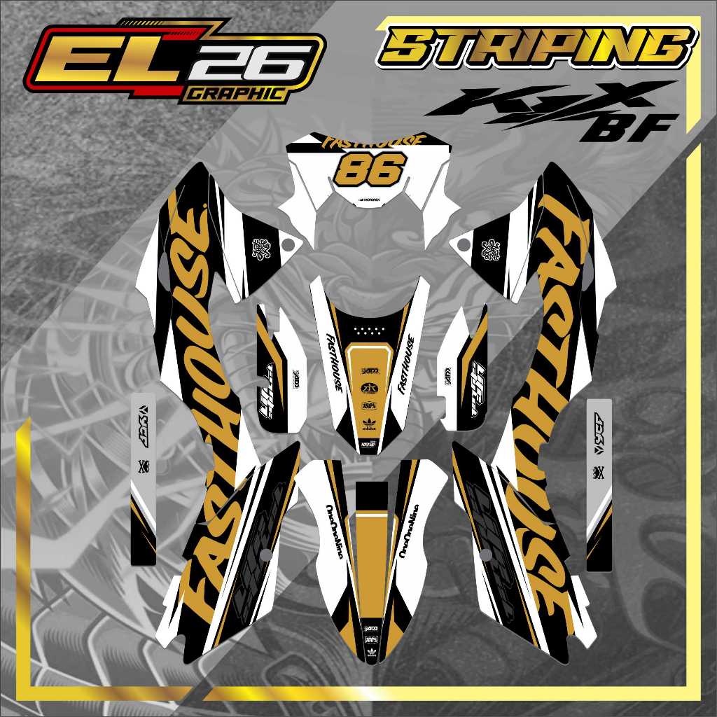 352  DECAL STICKER KLX BF - DECAL KAWASAKI KLX BF MOTIF FASTHOUSE
