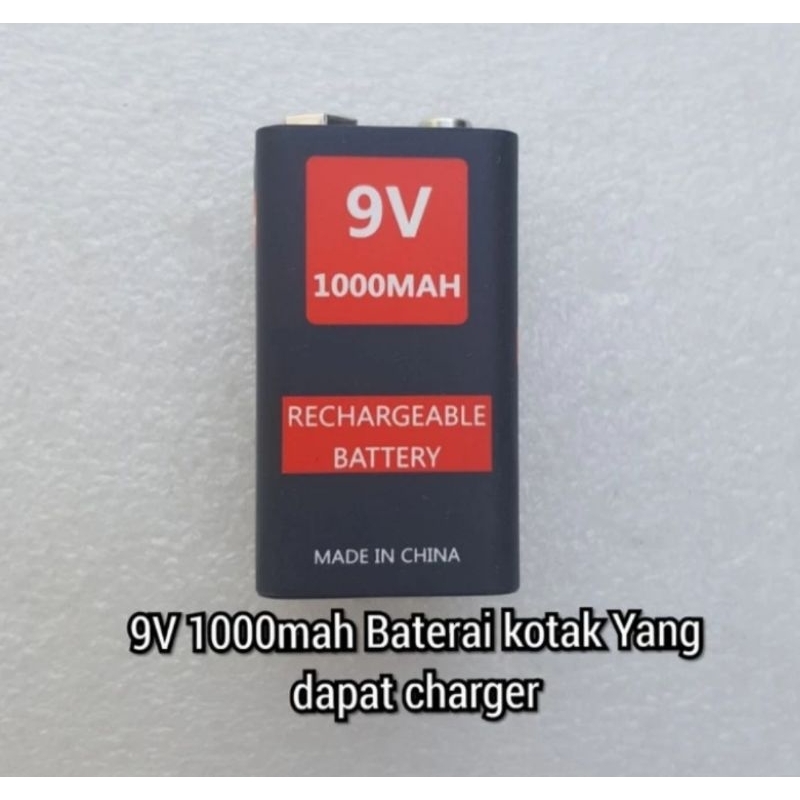 Battery Kotak 9V 1000mah rechargeable USB isi Ulang