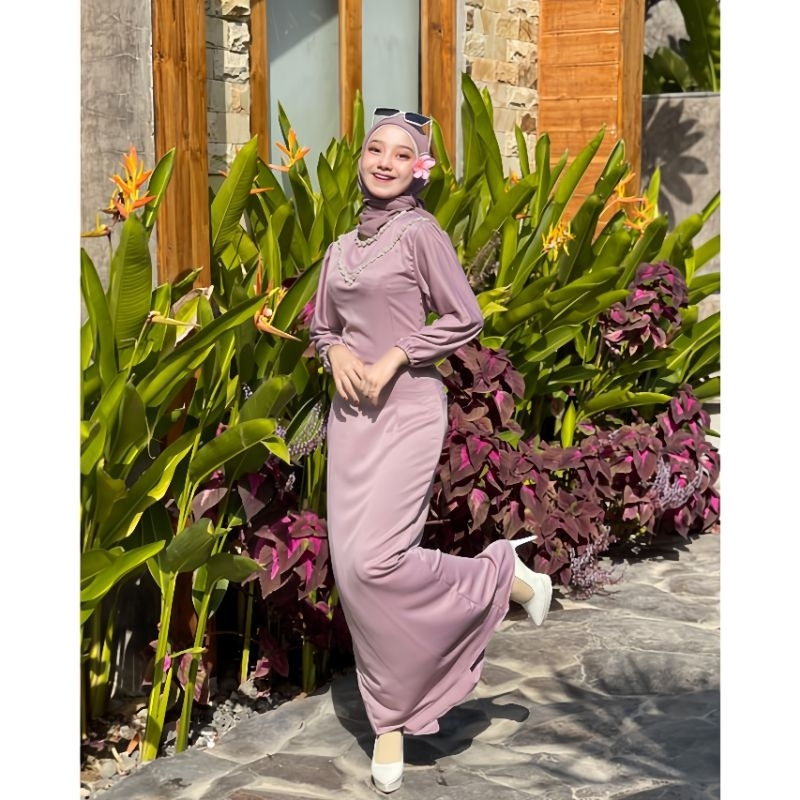 Calendula Dress Gamis Pesta Bridesmaid Ready Seragam Dress Satin Dress Kondangan Dress Polos Lebaran