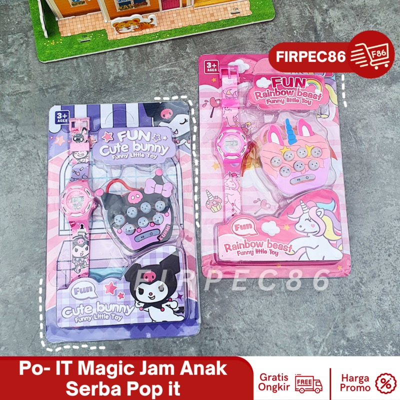 Jam Tangan Anak + pop it mini Fun Cute Bunny Funny Little Toy kuromi Sanrio lotso [Bonus Pop IT]