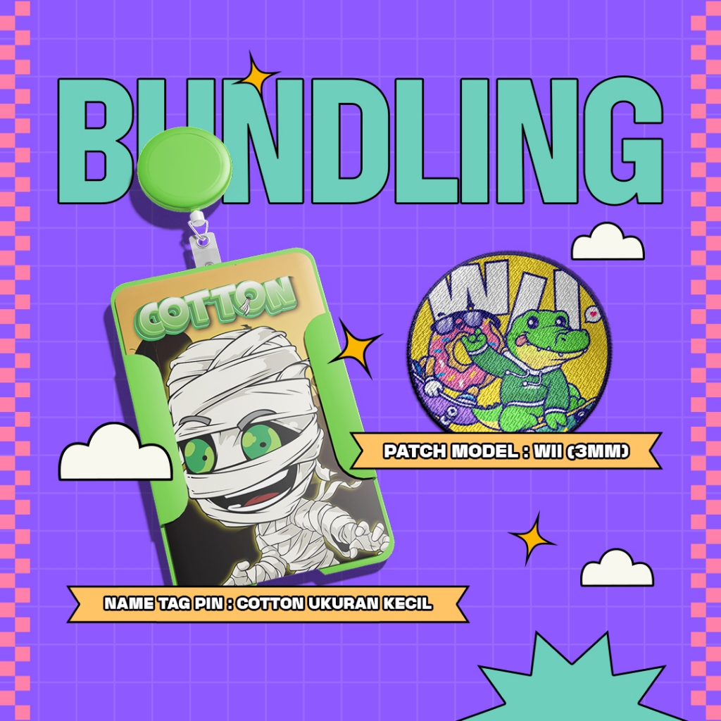 

[PAKET BUNDLING] ID Card COTTON Ukuran Kecil + Patch Model WII Ukuran 3mm / Patch Model WII AIYO Ukuran 2,5mm - Isi 2 pcs - Sepasang