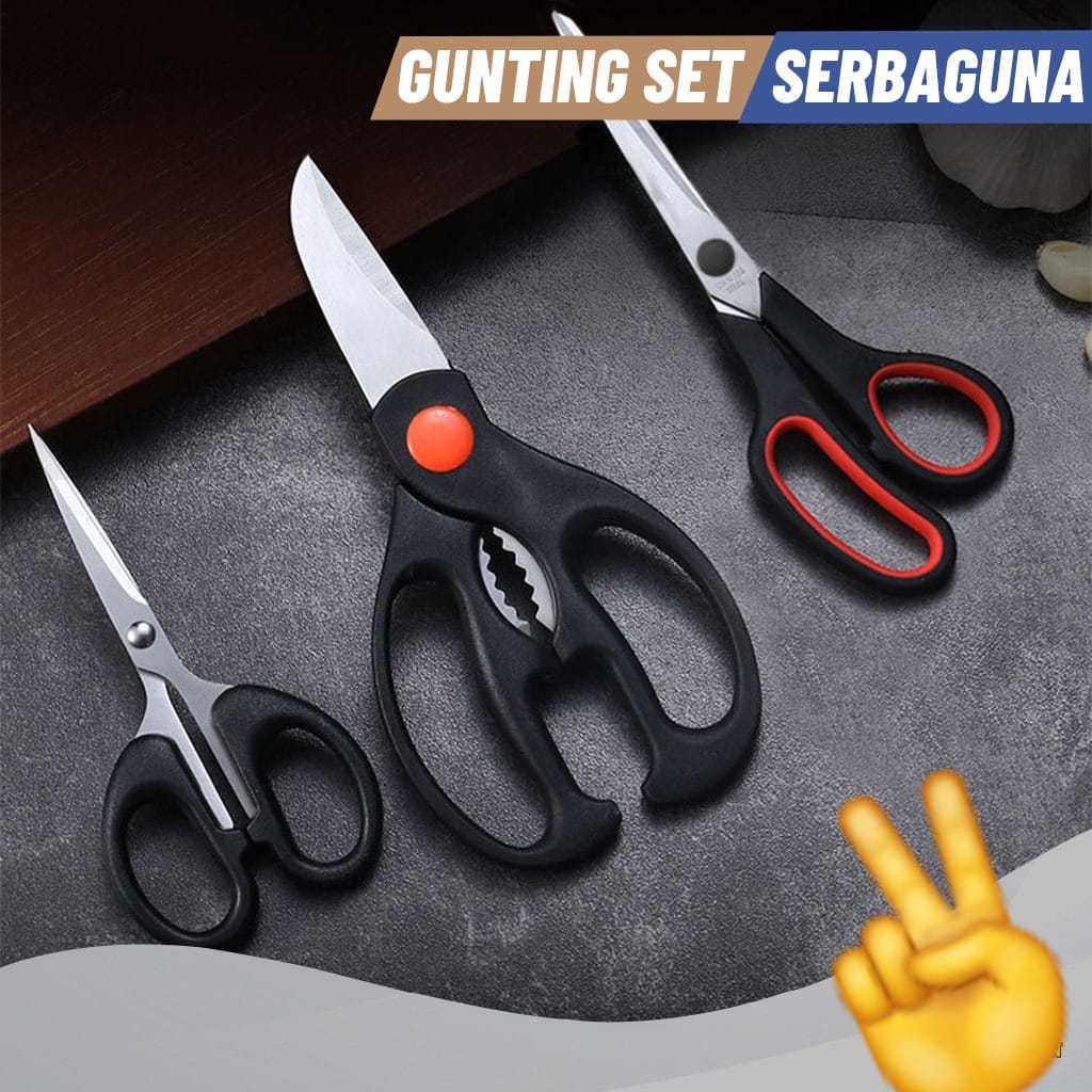 

✨CHM✨ GUNTING SET ISI 3PC GUNTING MULTIFUNGSI STAINLESS