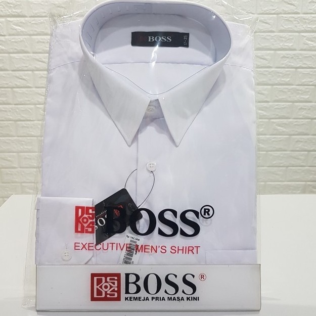 BOSS Kemeja Polos Formal Slimfit Putih Lengan Panjang