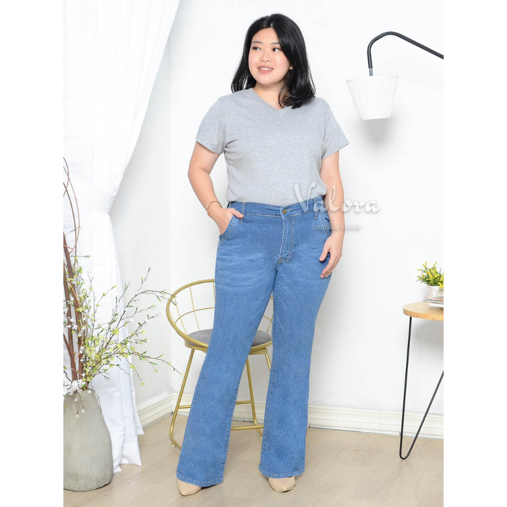 VALORA - Celana Panjang Highwaist Cutbray Jumbo Jeans Wanita Highwais HW Cutbray Ritari