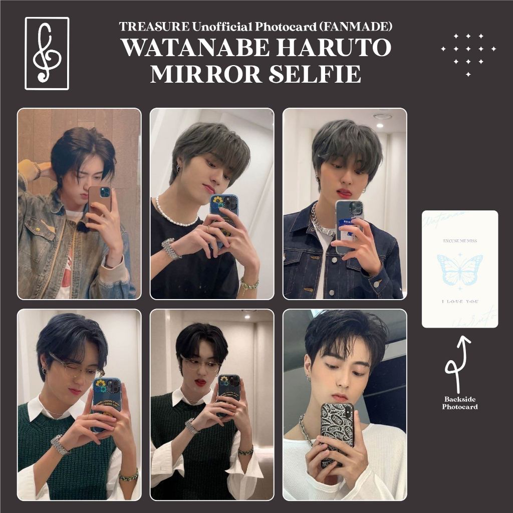 [TREASURE] MIRROR SELFIE HARUTO FANMADE BOYFRIEND MATERIAL PHOTOCARD UNOFFICIAL