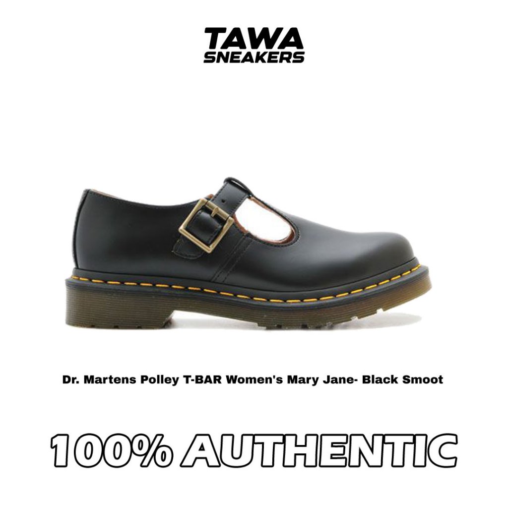 Sepatu Dr. Martens Polley T-BAR Mary Jane Black Smooth