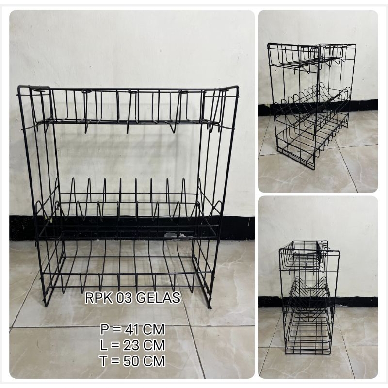 RPK 03 GELAS HITAM/RAK PIRING MINIMALIS/RAK DAPUR