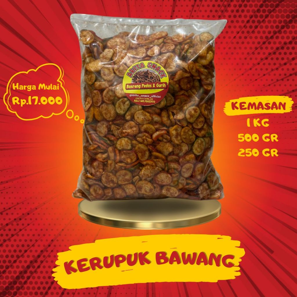 

Kerupuk Bawang Pedas Gurih dan Renyah Arita Snack - 1KG