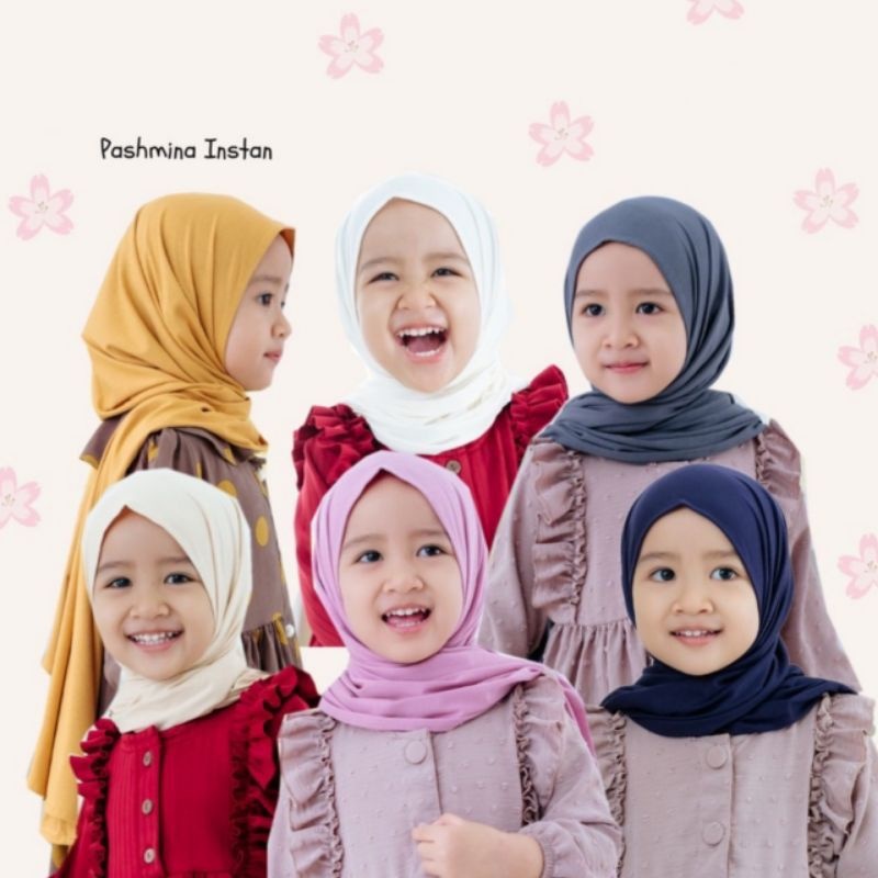 Kerudung pastan anak / hijab pashmina instan anak jersey / jilbab anak 1 sd 10 tahun / hijab pashmin