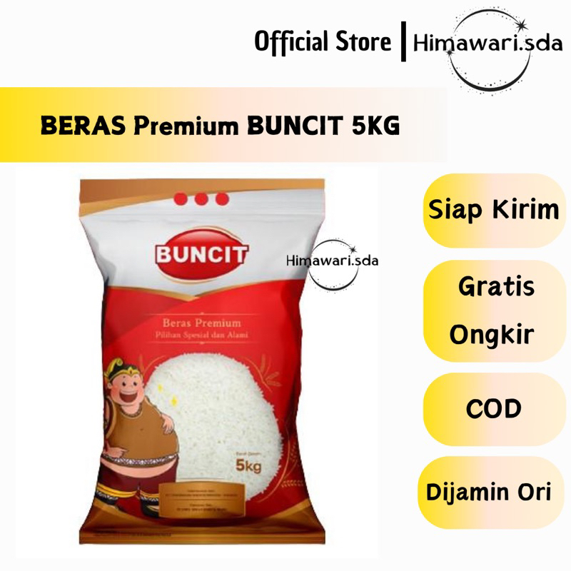 

BERAS BUNCIT 5KG premium beras 5kg premium buncit sania anak raja perirasa pin pin pelikan jempol ok