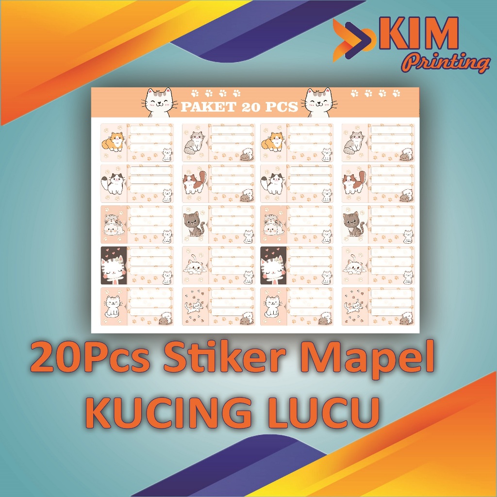 

(20PCS) STIKER LABEL BUKU PELAJARAN / STIKER LABEL NAMA BUKU PELAJARAN KARAKTER KUCING LUCU