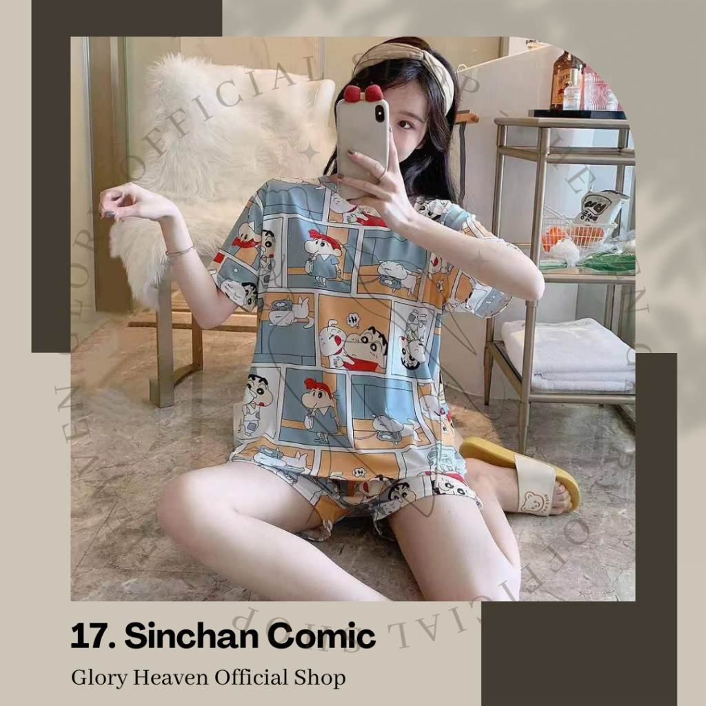 RB1 Glory COD XXL Baju Tidur Wanita Lengan Pendek Celana Pendek Baju Tidur Jumbo Set Piyama Set