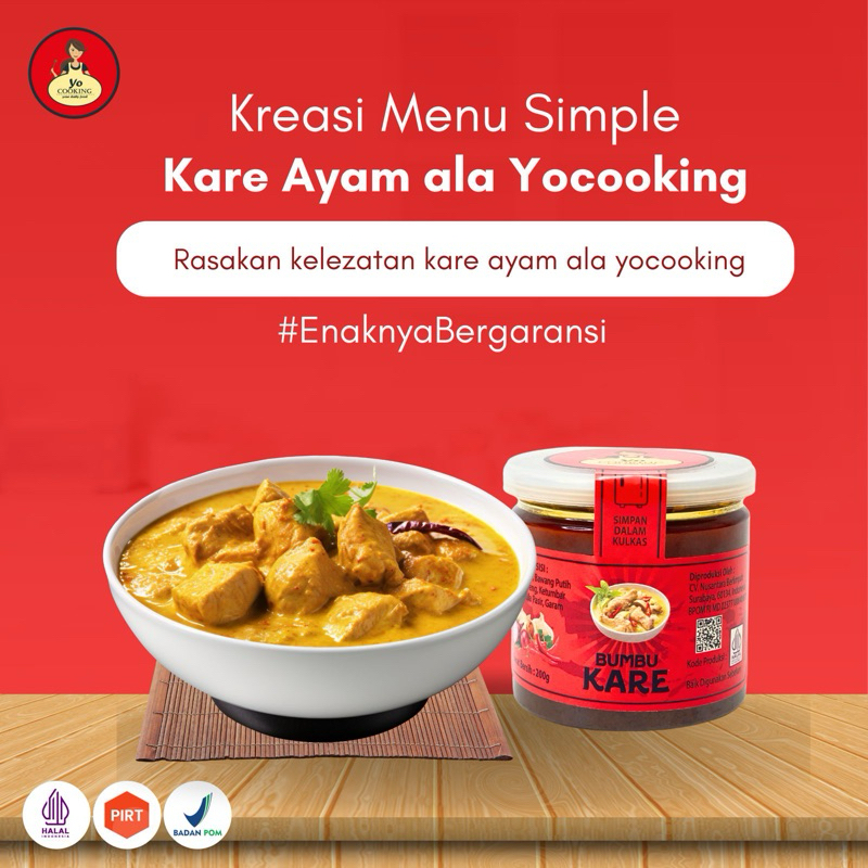 

Yo cooking Bumbu Kare berat 200gr rasa rumahan sat set halal Bpom - Bumbu Instan - Bumbu Praktis - Mantap Medok enak nampol - Rasa enak- Bumbu viral - Bumbu dapur
