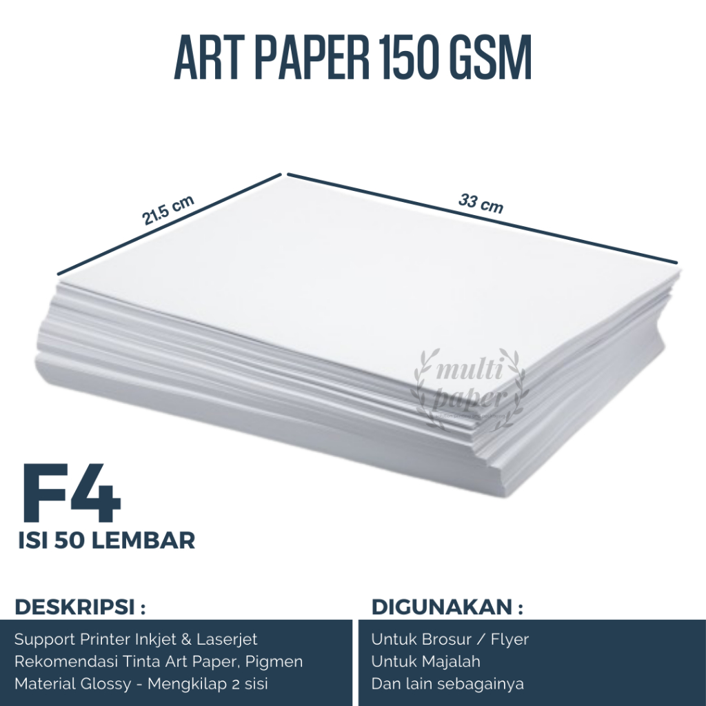 

Kertas Art Paper F4 150 gr isi 50 lembar / Art Paper F4 150 gsm