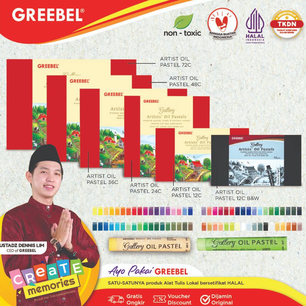 

GREEBEL Crayon Krayon Artist Oil Pastel Crayon Greebel Krayon Sekolah Anak Professional Non Toxic KODE X8Z4
