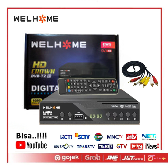 STB WELHOME CROWN DVBT2 PENERIMA SIARAN TELEVISI DIGITAL | SET TOP BOX TV DIGITAL WELHOME CROWN DVBT