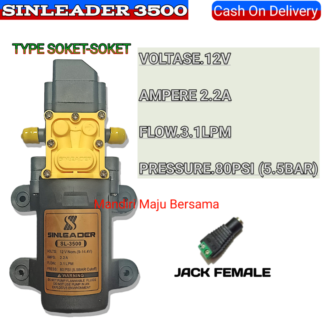 POMPA DC 12V SINLEADER ORIGNAL 80 PSI / POMPA SPRAYER PERTANIAN PORTABLE POMPA AIR DC STEAM JET CLEA
