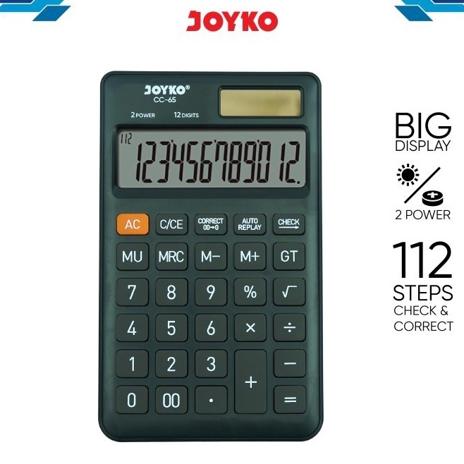 

Calculator Kalkulator Joyko CC65 12 Digits Check Correct KODE Y6A7