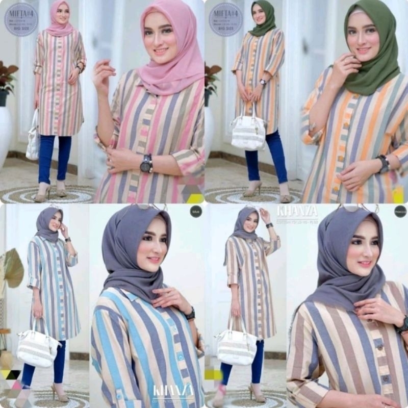 Tunik salur khanza lengan panjang/tunik wanita dewasa terbaru