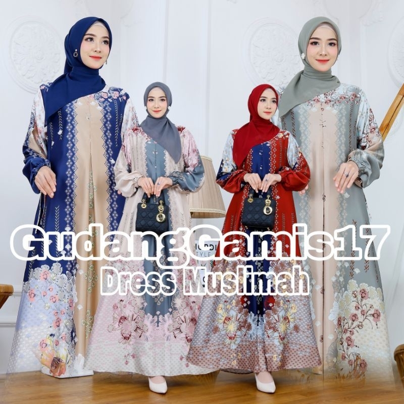 Gamis Motif Silk Premium Dress Maxmara Terbaru Terlaris Seragaman