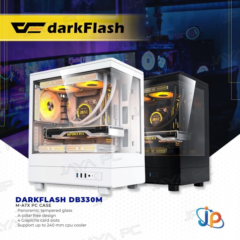 darkFlash DB330M M-ATX PC CPU Case - Tempered Glass Casing
