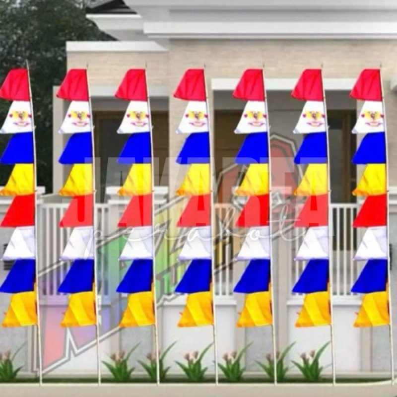 Bendera Umbul Umbul Merah Putih 10 pcs / Bendera Umbul Umbul Warna Warni / Umbul Umbul Zig Zag