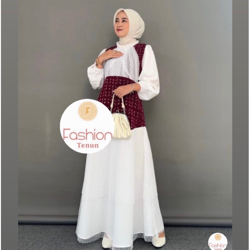 FASHION_TENUN BAJU TENUN (CAMELIA ROSE FANCY COUPLE) / DRESS LEBARAN / DRESS KONDANGAN / DRESS SERAG