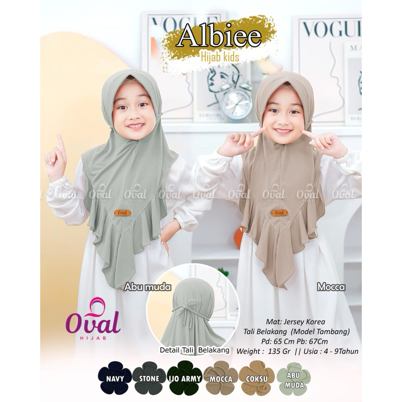 Albiee Hijab kids original Oval Hijab Anak Hijab Jersey Anak Ter Murah Bergo Anak jersey Hijab Kids