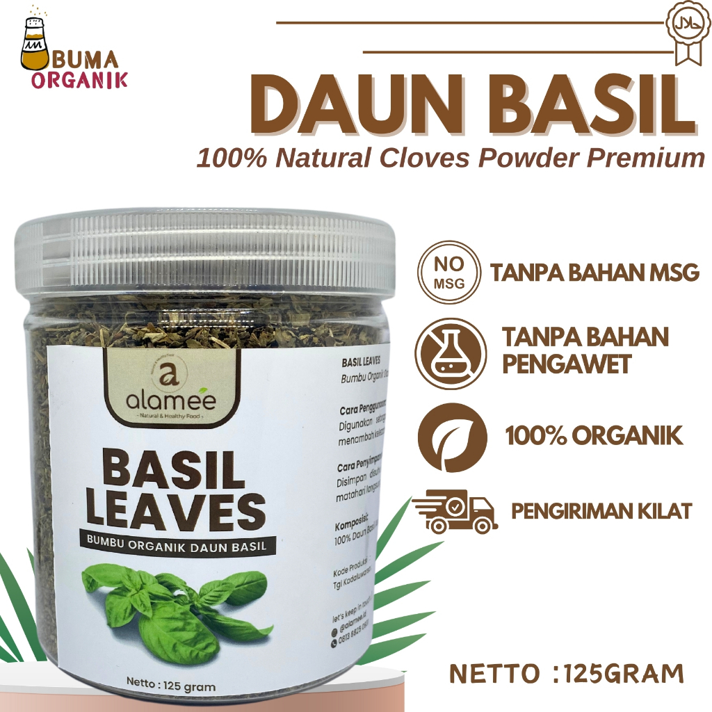 

Daun Basil Kering Dried Leaf Murni Asli Tanpa Campuran Bumbu Organik bumbu toples praktis 125 gram