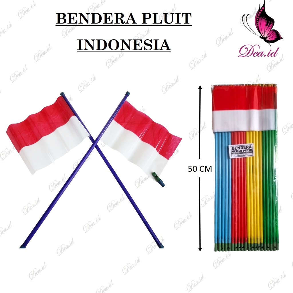 [DBC] BENDERA GAGANG PLUIT INDONESIA / BENDERA PAWAI HUT RI / MAINAN BENDERA TONGKAT PLASTIK