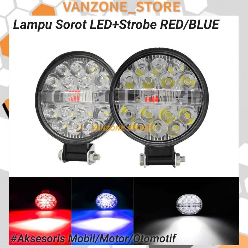 Lampu Strobe Bumper Grill Roof rack Sorot Spot Light Fog Motor ATV Mobil Truck Jeep SUV 3" LED 42W