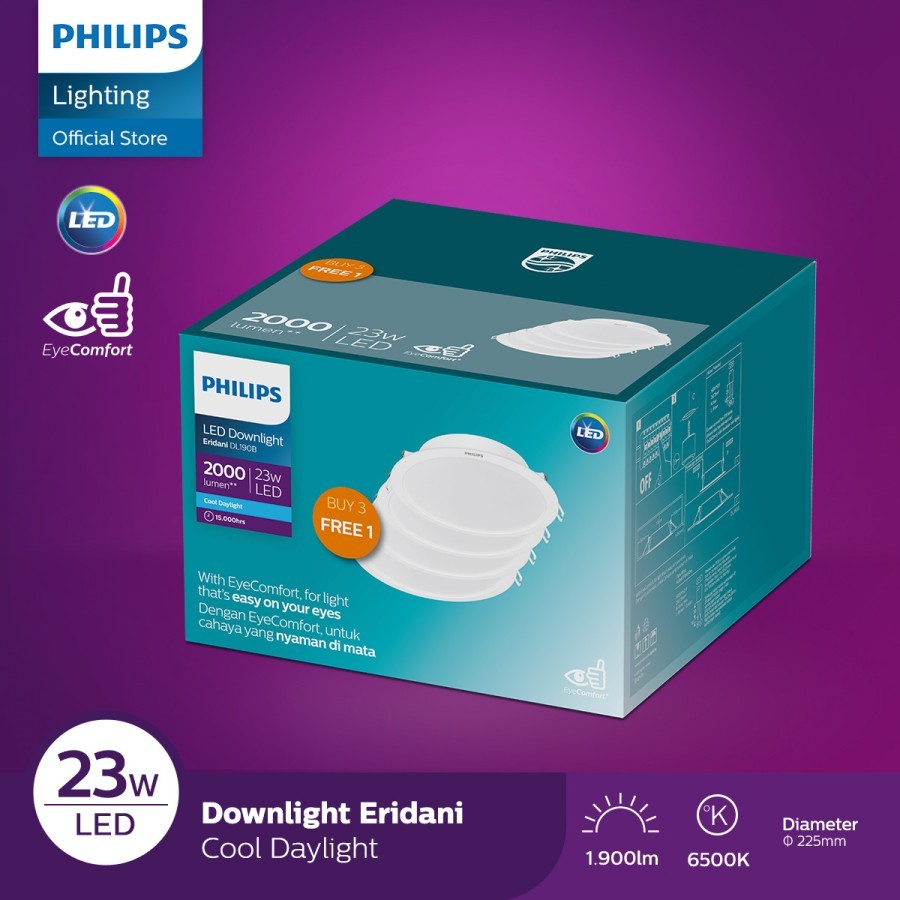 Lampu Downlight LED panel Ceiling Plafon Philips Eridani 23W 23 Watt IB Inbow Tanam Cahaya Putih Coo
