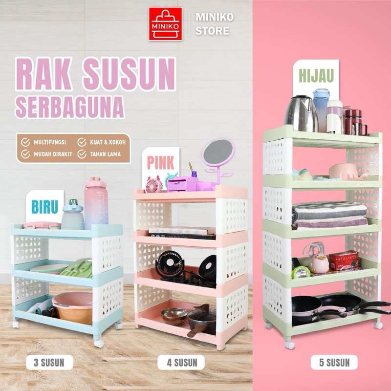 Rak Susun Plastik Tebal Redhause Susun 3, 4, 5 Rak Sebaguna