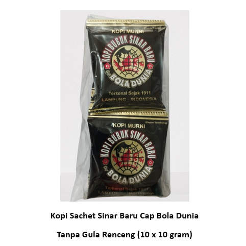 

Kopi Sachet Sinar Baru Cap Bola Dunia Tanpa Gula Renceng (10 x 10 gram)