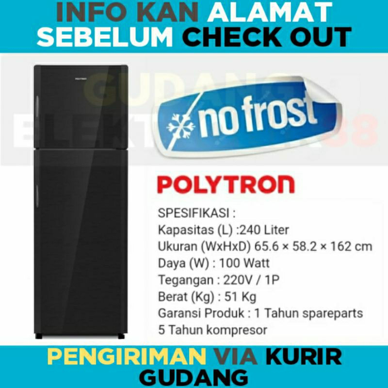 Kulkas Polytron 2 Pintu PRM28DMY Lemari Es 2 Pintu Polytron 220L Low Watt