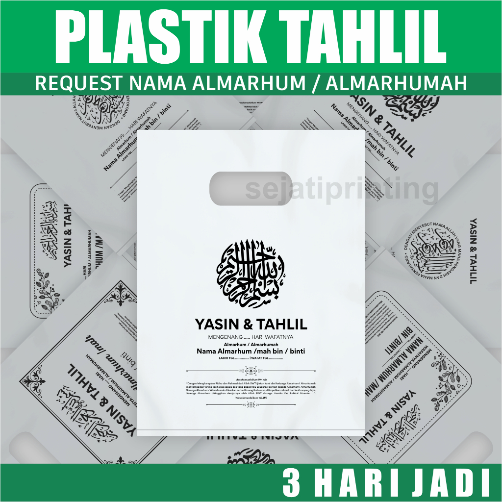 

Plastik Tahlilan, Plastik Mengenang 40 Hari, Plastik Hidangan, Plastik Syukuran - Size 25 x 35cm