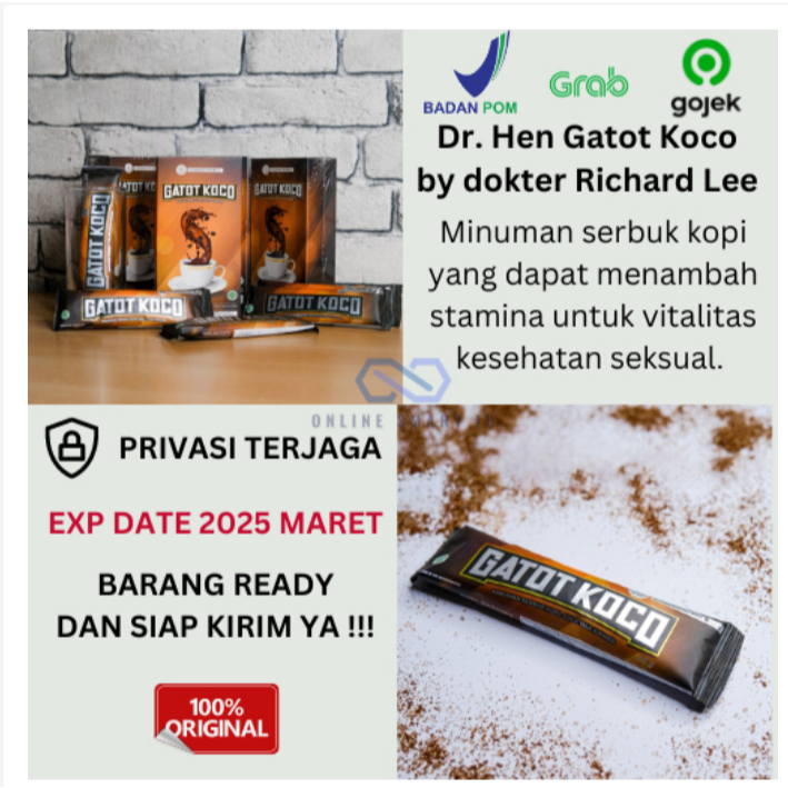 

Kopi Gatot Koco By dr. Richard Lee - Kopi Gatot Koco (Privasi Aman) 1 Box isi 5 Sachet BPOM - DR HEN