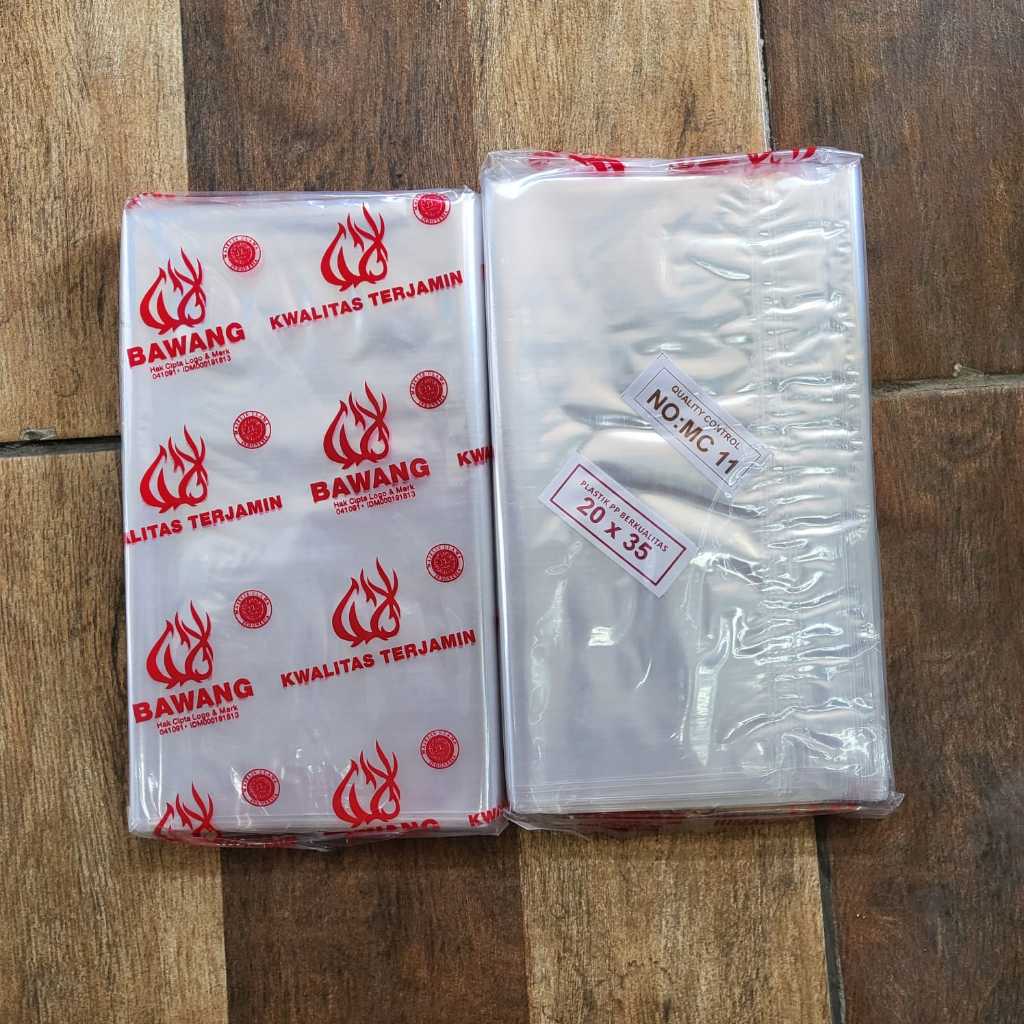 KANTONG PLASTIK BENING PP UK 20 X 35 MERK BAWANG
