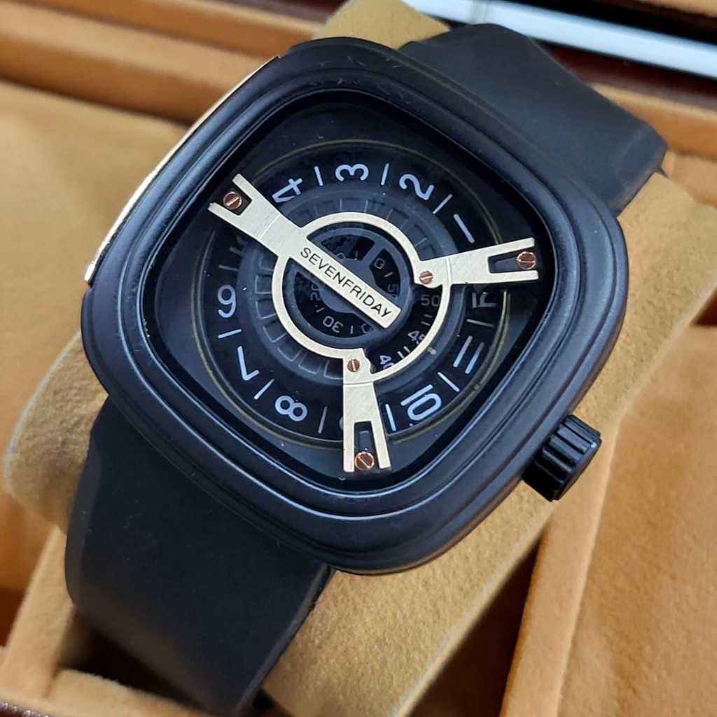 Jam Tangan Pria SF•YL70089N Leather Fitur Analog Free Box SEVENFRIDAY•