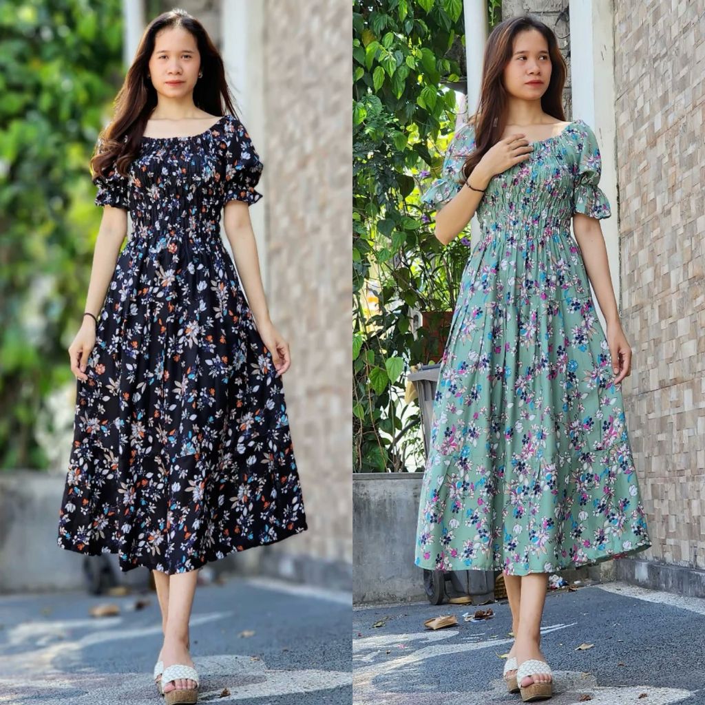 Long Dress Canda Double Ruffle Terlaris
