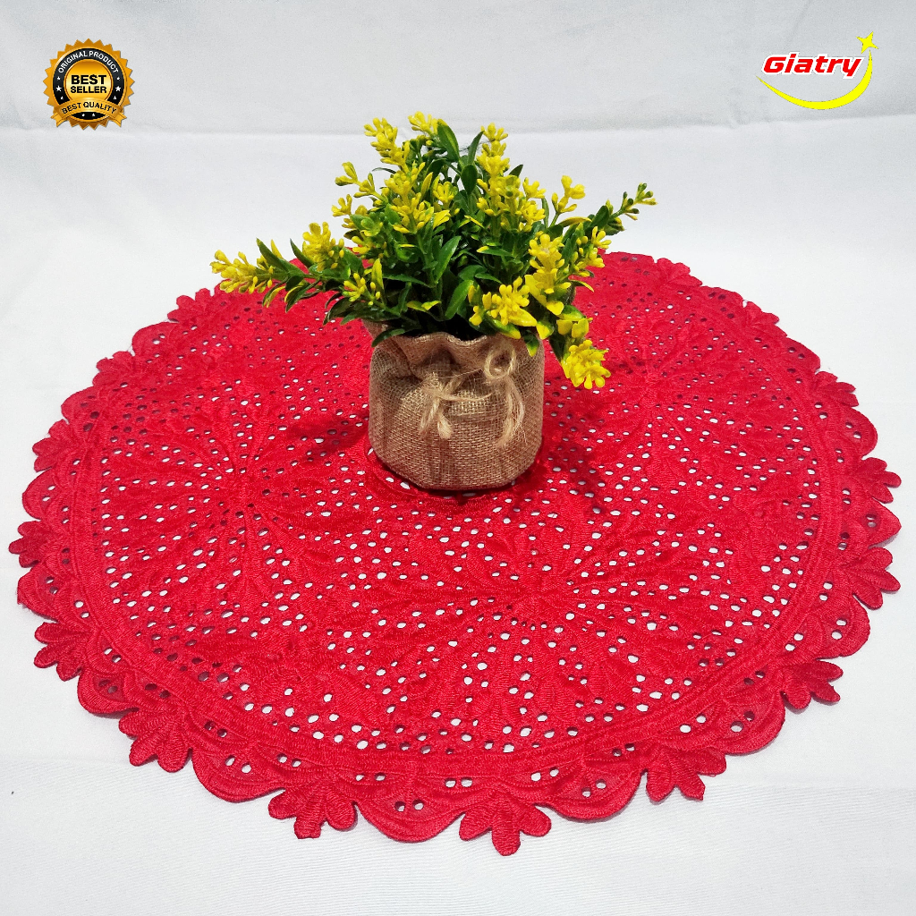 Terbaru Taplak Meja Tamu Bulat Kecil Bordir/Taplak Meja Sudut/Taplak Vas Bunga/Taplak Meja Rias Size