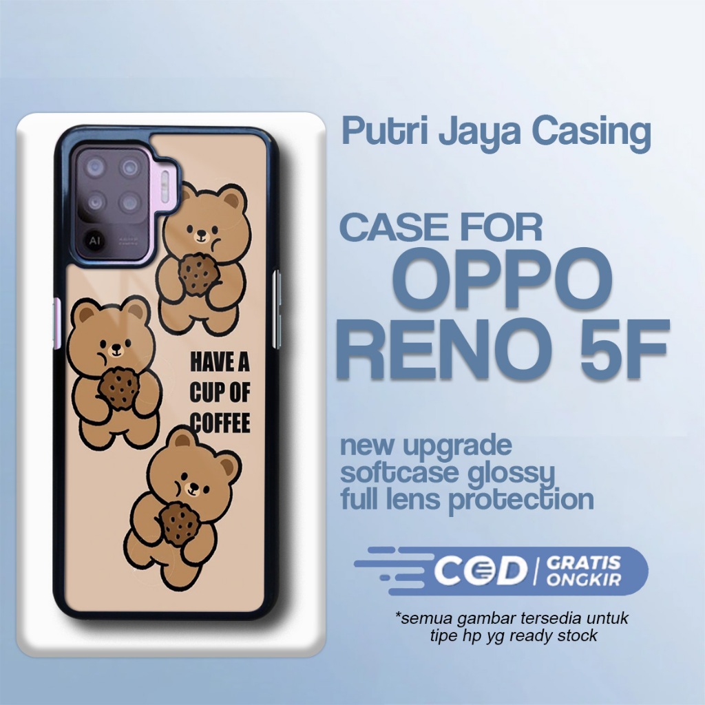 Case Oppo Reno 5F Terbaru - Oppo Reno 5F - Motif Beruang lucu - Bahan Hardcase Softcase Premium Glos