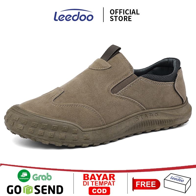 Leedoo Sepatu Pria Kerja Slip On Pria Kekinian Sepatu Formal Kuliah Outdoor Kerja Shoes MC451