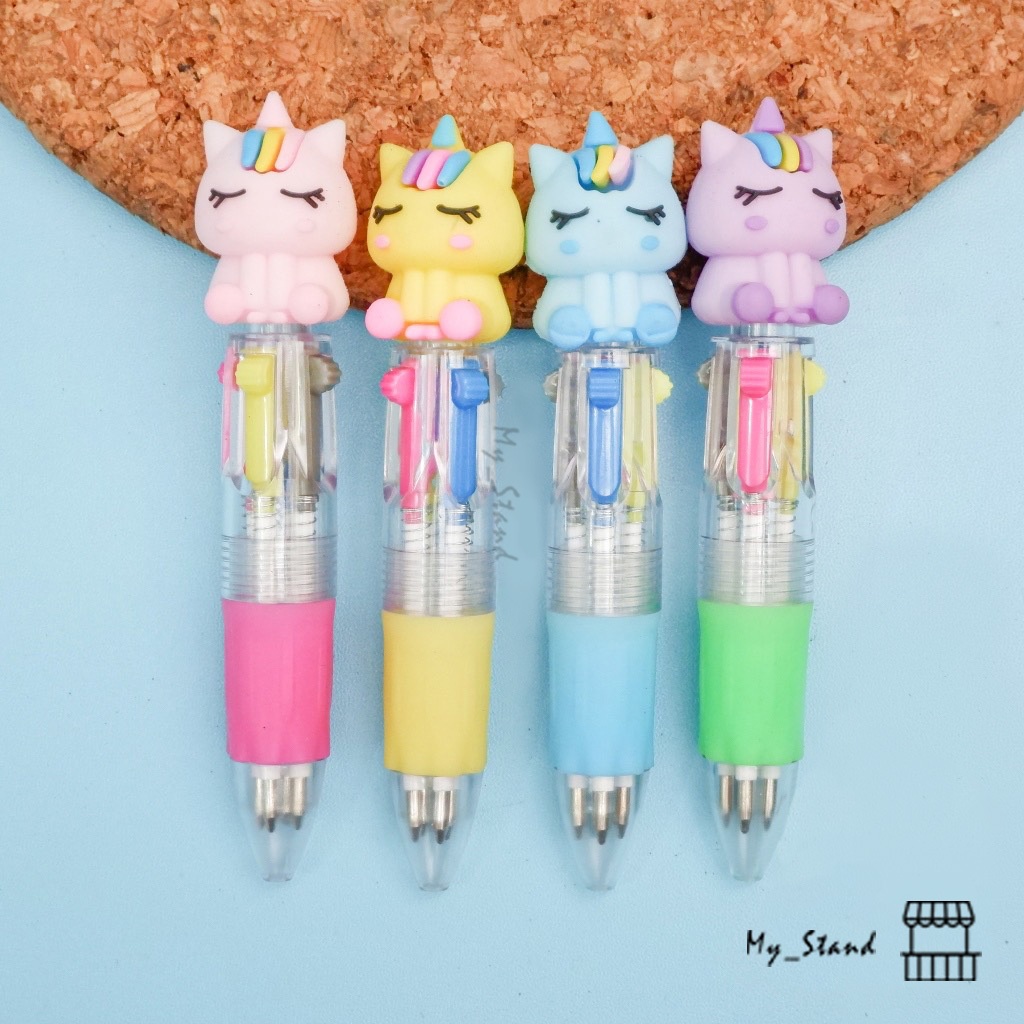 

Pena 4 Warna Pendek Unicorn Pulpen Mini Bolpen Bollpoint Bolpoin Kuda Poni Pen merah biru hitam