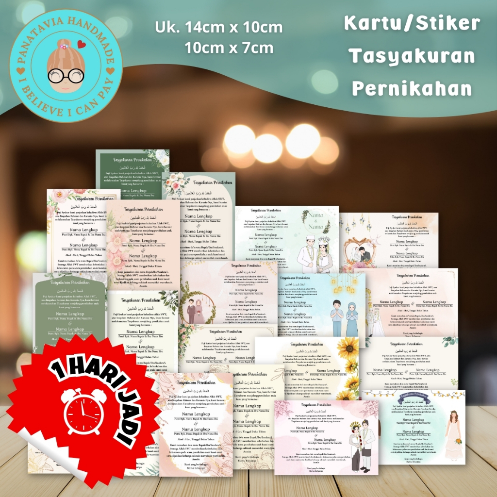 Kartu Tasyakuran Pernikahan Aesthetic & Stiker Tasyakuran Pernikahan Aesthetic