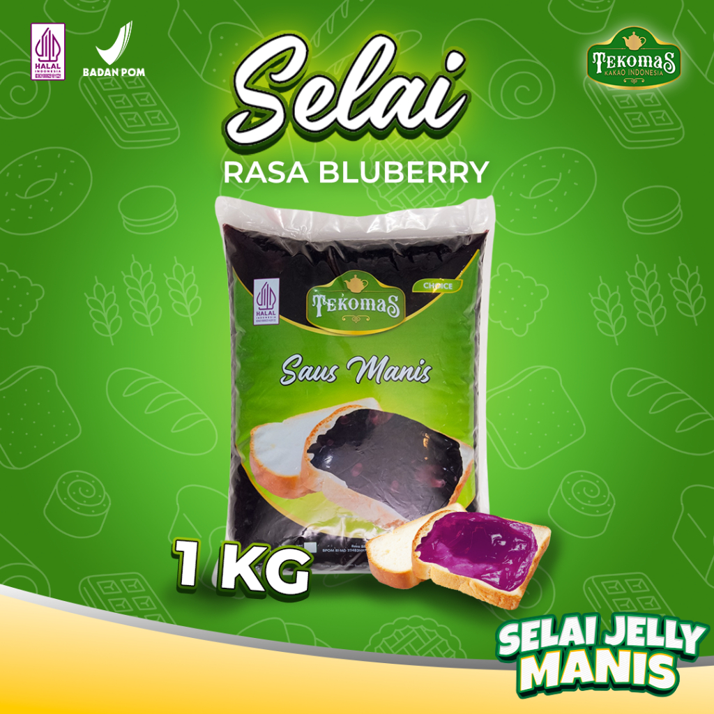 

TEKOMAS - Selai Jelly Rasa Bluberi/Blueberry 1 Kg Isian dan topping roti Bahan Kue Praktis Premium