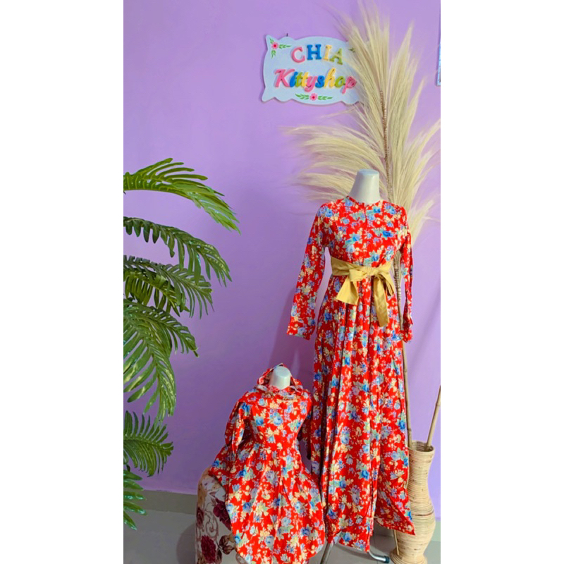 PRELOVED SET GAMIS BUNGA IBU & ANAK