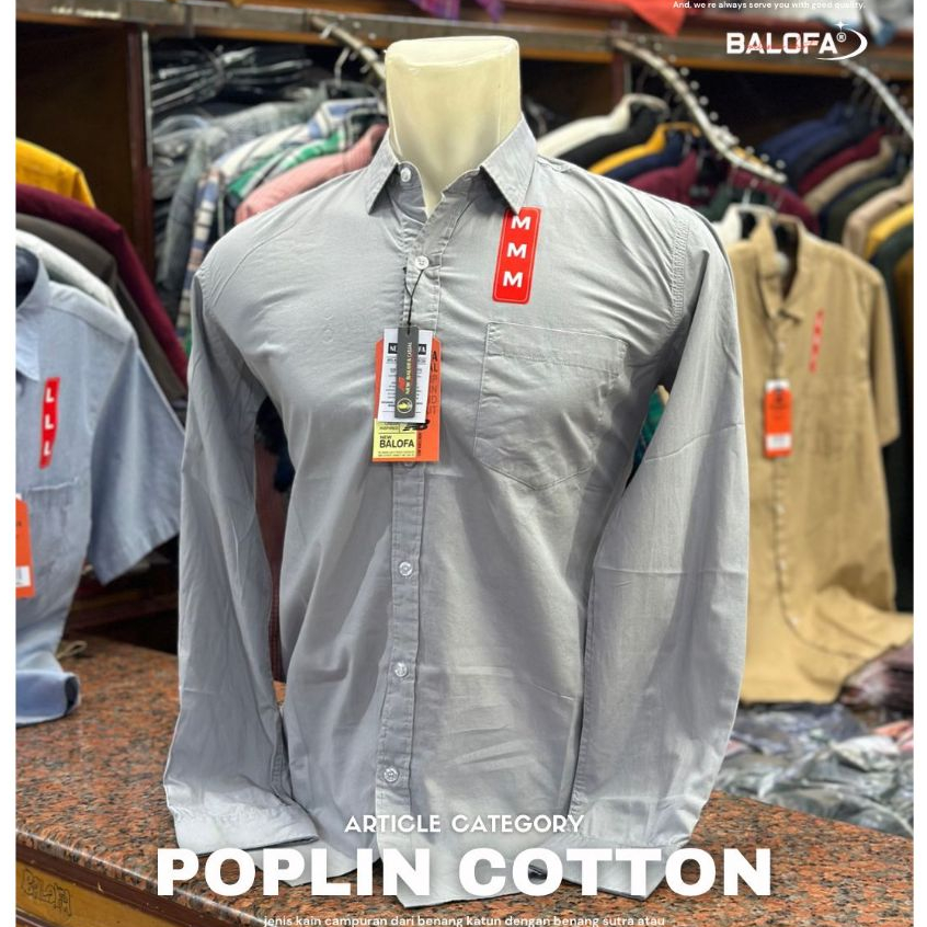 Kemeja Balofa Panjang Kerah Kemeja Bahan Poplin Cotton