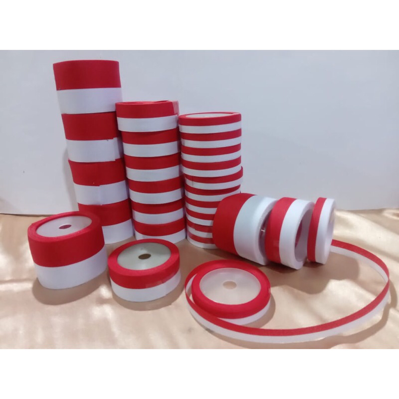 

Pita merah putih/ pita roll merah putih/ pita 1,5 cm/2,5 cm / 4 cm / 5 cm