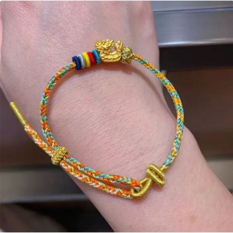 gelang tali cina import unik charm perahu naga fengxui emas hongkong 23k 24k 999